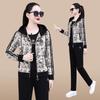 Conjunto de Roupa Esportiva 2025 Feminino Primavera e Outono Estilo Coreano Solto Redutor de Idade Moletom Casual Conjunto de Três Peças