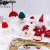 Feltro de Natal boneca pequena chapéu do Papai Noel enfeites enfeites atmosfera decorações presente embalagem de presente