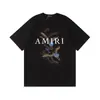 Estilo Nuevo Primavera y Verano Amiri Algodón Grulla Holgado Sudadera Camiseta de Manga Corta, Estilo Popular para Pareja