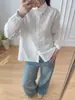 Colección Otoño 2026: Camisa de algodón para mujer, estilo caricatura japonesa bordada, corte holgado, manga larga, al por mayor