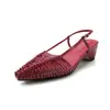 Sandálias Abertas com Tiras Ultrafinas para Mulheres com Salto Médio Robusto, Sandálias de Couro Fashion de Bico Fino para o Verão, Sapatos Femininos Tendência