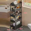 Prateleira de Armazenamento Traseira para Porta de Banheiro Armário de Armazenamento de Chão para Espaço Estreito no Banheiro Carrinho Pequeno Multicamadas Ultrafino para Espaço do Vaso Sanitário