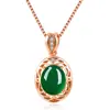 Nuevo Colgante Natural Fangoso Tiancheng Jade Hetian Natural Jaspe Verde Calcedonia Diseño Calado Estilo Étnico Colgante de Ágata Diamantado Forma de Huevo