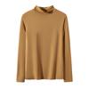 Camiseta Base Casual de Modal de 220g con Cuello Alto Medio Nuevo Color Puro Cuello Medio Manga Larga para Mujer Otoño Top Interior