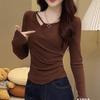 Elegante Camiseta Térmica de Manga Larga para Mujer, Primavera y Otoño 2026, Estilo Coreano, Nuevo Diseño, Corte Ajustado, Favorecedor y Moderno