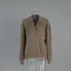 Cárdigan de Punto con Imitación de Piel de Visón Transfronterizo Estilo Europeo y Americano Otoño e Invierno 2025 Suéter Chaqueta Holgado de Manga Larga con Cuello en V para Mujer