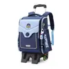 Mochila escolar com rodinhas de peixe natural para alunos do ensino fundamental 3º ao 6º ano, meninos e meninas, grande capacidade, à prova d'água, estojo com rodinhas de seis rodas para subir escadas