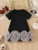 Vestido de retazos para niña, moderno y a la moda, para el verano 2025, dulce vestido infantil de manga corta para bebés niñas