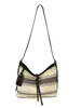 Bolso de hombro a rayas transfronterizo, bolso cruzado de color block moderno y a la moda, versátil para el uso diario casual y para ir al trabajo, bolso de axila 206 nuevo