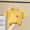 2122 # Camisetas Finas de Manga Corta de Algodón Puro para Niños Tallas Mediana y Grande Nuevo Estilo Verano 2025 Tops Sueltos y Elegantes para Niñas