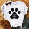 Blusas Femininas Transfronteiriças Patas de Animal Coração Dropshipping Letras Moda Retrô Camiseta Feminina Manga Curta
