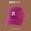 Gorra de béisbol coreana con parte superior rígida y letra R, para mujer, con alero curvo, parasol, estilo japonés, para primavera y otoño, de moda, color azul Klein.