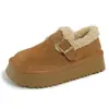 Sapatos de Algodão Birkenstock Feminino Inverno Mais Veludo Roupa Externa 2026 Novo Slip-on Sola Grossa Aumento de Altura Cabeça Grande Sapatos Pão Botas de Neve