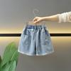 Procesamiento Personalizado de Shorts de Mezclilla para Niñas 2025, Ropa Delgada para Niños, Pantalones Cortos de Verano para Niñas, Pantalones Pirata para Bebé, Modernos