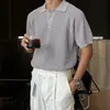 Camiseta Polo de Verano de Punto con Solapa para Hombre Dongdaemun Nuevo Diseño Nicho Frío Panal Suelta Manga Corta