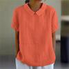 En Stock Aliexpress Estación Independiente Wish Más Vendido Nuevo Suelto Solapa Camisa Algodón Manga Corta Top de Mujer