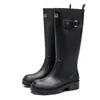 Botas de Lluvia de Caña Alta Transfronterizas para Mujer, Suela Gruesa, Cómodas, Antideslizantes, Estilo Europeo y Americano para Exterior, Zapatos de Agua Versátiles, Zapatos Antideslizantes para Lavar el Coche para Mujer