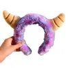 Fofo Monstro Roxo de Pelúcia Faixa de Cabelo Faixa de Cabelo Feminina para Lavar o Rosto Aplicar Máscara Maquiagem Faixa de Cabelo Especial Acessório de Cabeça Outono e Inverno