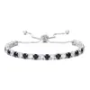 Pulseira Tennis Ajustável com Tira de Puxar, Fileira Única Completa de Zircônias Redondas de 4mm, Joia de Prata Moda Europeia e Americana, Atacado