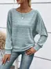 Amazon transfronterizo 2026 nuevo top de camiseta casual cómodo de color liso con cuello redondo, estilo europeo y americano, para mujer, manga murciélago de otoño e invierno