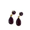 Pendientes de Gota Estilo Coreano Simple Retro Teñidos al Aceite Color Borgoña, Elegantes y con Estilo, Pendientes de Alta Gama para Mujer