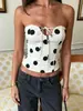 Top Feminino de Alcinhas com Estampa Espinha de Peixe Francês, Estilo Garota Picante de Verão, Barra Irregular, Camisole Sexy e Puro