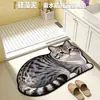 Tapete de Chão de Lama Diatomácea Desenho Gato Fofo Fácil de Limpar Tapete Absorvente de Água para Banheiro Resistente ao Desgaste Antiderrapante Tapete de Chão para Banheiro