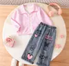 Ropa para Bebés Niñas 0-3 Años Primavera y Otoño Camisa Rayada Rosa de Manga Larga para Bebé Niña + Pantalones Largos de Mezclilla en Stock