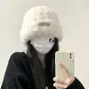 Sombrero de Felpa Cálido para Otoño e Invierno que Protege los Oídos Versátil Diseño de Oso Forro de Felpa Engrosado Tejido a Mano a Prueba de Frío Sombrero de Punto Adelgazante