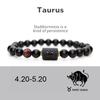 Pulseira Amazon Cross-border Mais Vendida 12 Constelações Masculina e Feminina Pedra Ágata Natural Pulseira Trânsito Europeu e Americano Joias da Moda