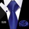 Corbata azul de tres piezas para hombre, corbata formal, suministro directo de fábrica, transfronterizo