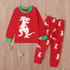 Ropa de casa de dos piezas para niños, primavera y otoño, estilo europeo y americano, para niños, con estampado de dinosaurios, manga larga + pantalones, traje para niños, ins