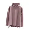 Camiseta de veludo solto de gola alta de manga comprida feminina com gola de pilha interna quente plus size Camisa de base de estilo ocidental grosso outono e inverno Top