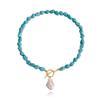Collar con colgante de perla turquesa de color natural irregular, joyería transfronteriza europea y americana, collar tejido a mano para mujer