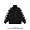 Sudadera Cardigan de Tres Rayas en Contraste Marca Trendy para Hombre Holgada Casual Chaqueta con Cuello Alto Top Deportivo Pesado para Pareja