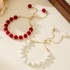 Luz Natural Cerca de Perla Redonda Nicho Pulsera de Alto Grado Diseño Ajustable Temperamento