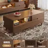 Mesa de Centro Retráctil Combinación de Mueble de TV Armario de Almacenamiento para Sala de Estar Mueble de TV Sencillo Gabinete de Piso para Apartamento Pequeño