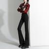 Jeans Micro-blare de cintura alta para mulheres 2024 primavera e outono novo preto elástico slim look ferradura trompete calças