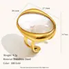 Brincos de Moda Europeus e Americanos Transfronteiriços de Nicho Alto Padrão Aço Inoxidável Banhado a Ouro 18K Concha Branca Oval Anel Aberto