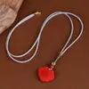 Colgante de Nube de Fortuna y Candado de Paz de Cinabrio Crudo Collar del Año Zodiacal de Cinabrio Imperial para Hombres y Mujeres Regalo al por Mayor