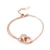 Moda Coreana Aço Titânio Cor Dourado Aço Titânio Anel Duplo Zircônia Pulseira Multicolorida Feminina Banhado a Ouro Rosa 18K Joia Não Desbota