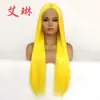 Comércio exterior cabelo amarelo longo liso fibra química renda touca metade à mão crochê fábrica de perucas atacado uma geração de cabelo