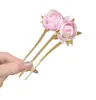 Nuevo Pasador de Flor de Rosa Estilo Chino de Tres Puntas, Estilo Antiguo Floral 2025 Nuevo Pasador Accesorio para el Cabello para Mujeres