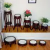Estante de flores de madera antiguo estilo chino para sala de estar, estante redondo de madera de varias capas para plantas verdes de interior, bonsáis, para balcón