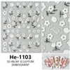 Redanco Nuevos Pegatinas de Uñas con Relieve 5D Flor Dorada y Plateada de Principios de Primavera Calcomanías Adhesivas Estéreo para Uñas He-1103