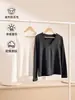 Top de capa base moderno y elegante con cuello en V para mujer, otoño e invierno, corte ajustado, que realza la figura, terciopelo alemán, de manga larga, diseño hueco, top elegante