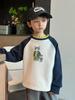Sudadera de Otoño para Niños Top Infantil 2025 Nuevo Estilo de Otoño Sudadera de Manga Raglán para Niños Camiseta Básica de Principios de Otoño