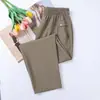 Calça Cropped de Cintura Alta de Verão da Mamãe, Calça Casual de Corte Reto para Mulheres de Meia-Idade e Idosas, Tecido Fino para o Verão, Calça Casual de Pernas Retas da Vovó