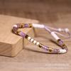 Pulsera Trenzada de Cuentas de Amatista y Turquesa Blanca 2*4 Exquisita Pulsera de Moda Pulsera Ajustable de Piedra Natural