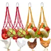 Bolsa de rede para alimentação de galinhas, patos e gansos, bolsa de rede para forrageamento, bolsa de ração anti-derramamento, bolsa de rede de ração espessa, ferramenta de alimentação para gado